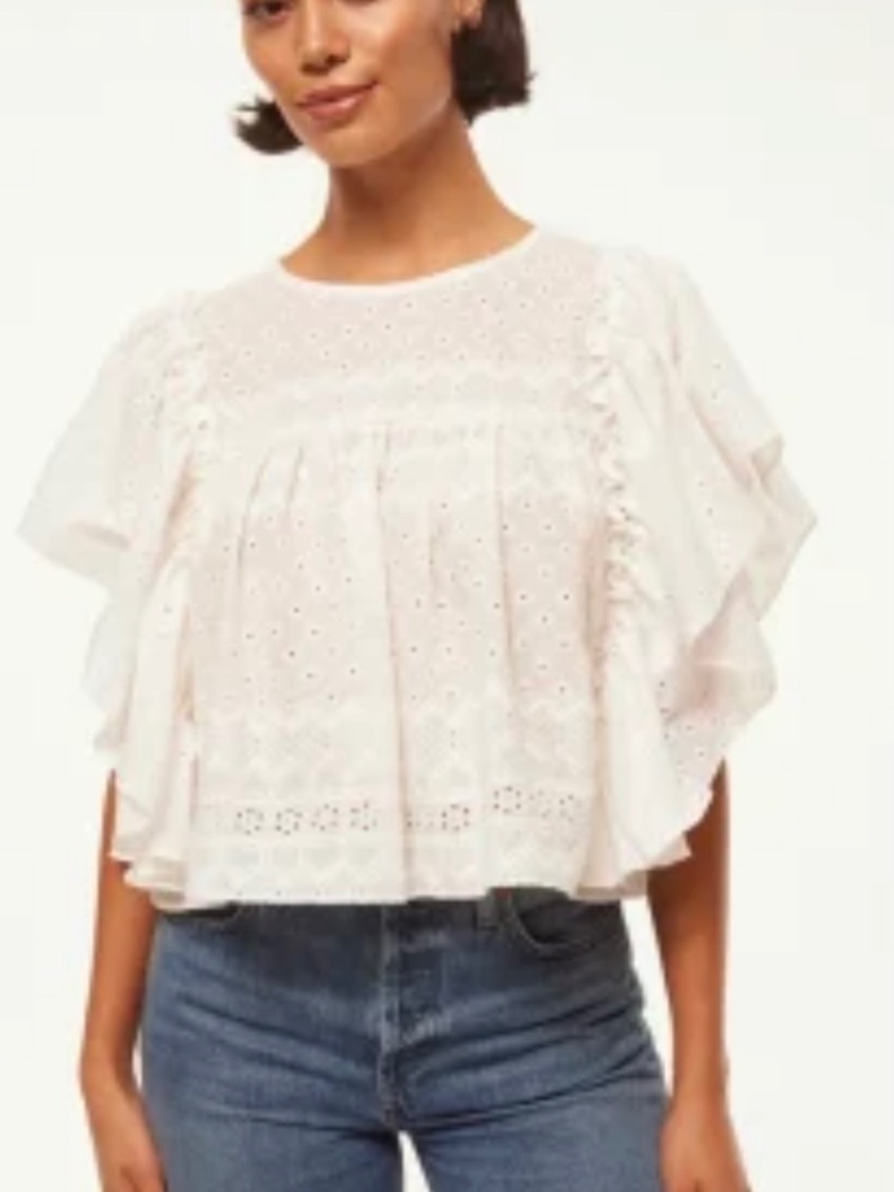 NWT MISA PENELOPE WHITE COTTON EYELET TOP SMALL